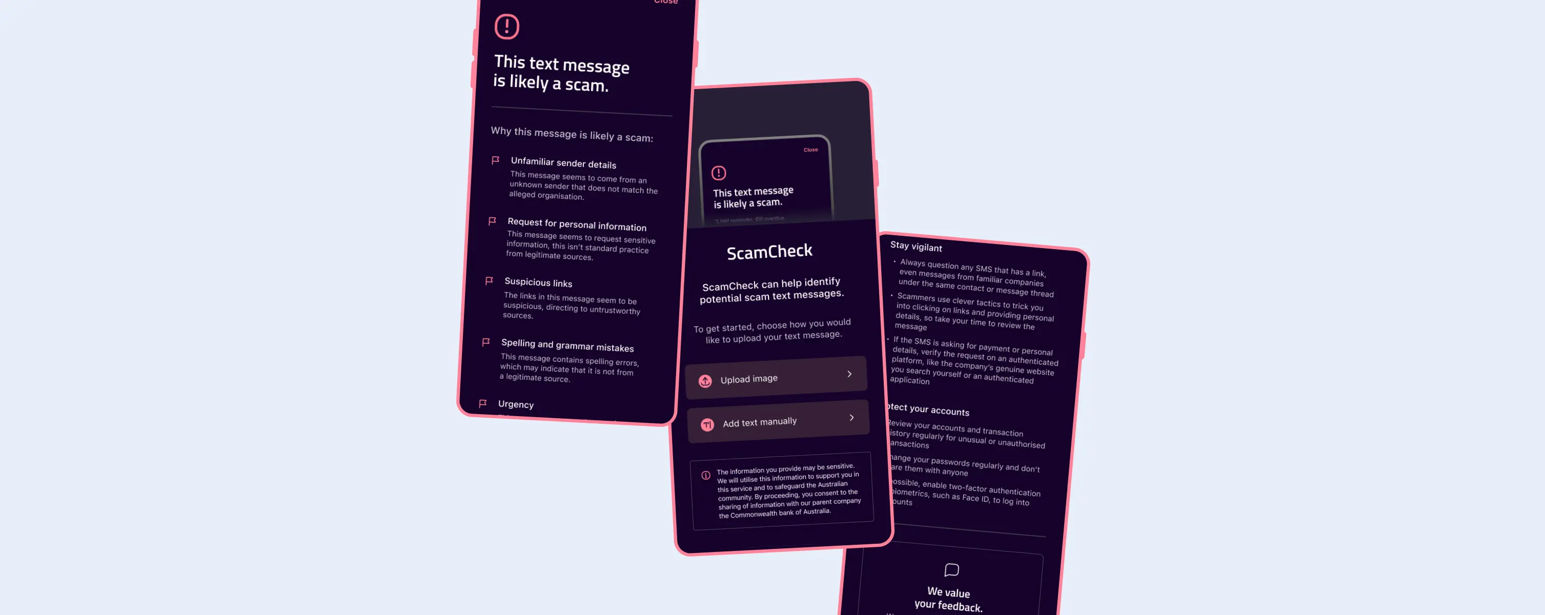 ScamChecker hero — AI-powered scam detection experience